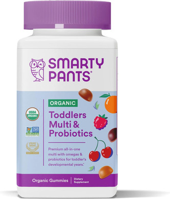 Smartypants Organic Toddler Multivitamin, Daily Gummy Vitamins: Probiotics, Vitamin C,D3,Zinc&B12 For Immune Support, Energy&Digestive Health, Fruit Flavor, 60Gummies, 30Day Supply, Packaging May Vary60 Count (Pack Of 1)