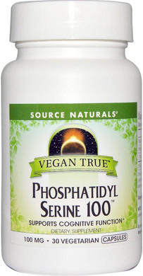 Source Naturals Vegan True Phosphatidyl Serine 100 Mg Vegetable Capsule, 30 Count