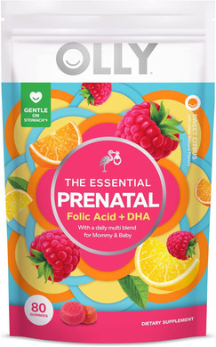 Olly Prenatal Multivitamin Gummy, Supports Healthy Growth And Brain Development, Folic Acid, Vitamin D, Omega 3 Dha, Chewable Supplement, Citrus Berry Flavor, 40-Day Supply - 80 Count Pouch80 Count (Pack Of 1)