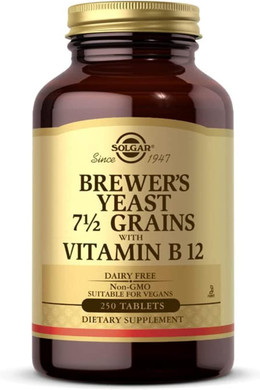 Solgar Brewer'S Yeast 7 ½ Grains With Vitamin B12 - 250 Tablets, Pack Of 2 - Non-Gmo, Vegan, Dairy Free, Kosher - 82 Total Servings