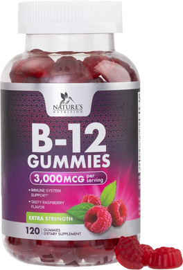 Vitamin B12 Gummies 3000 Mcg, High Absorption Vitamin B-12 Energy & Immune System Support Gummy Vitamins, Vegan Gummy, Natural Energy Support, Raspberry Flavor, For Adults And Kids - 120 Gummies120 Count (Pack Of 1)