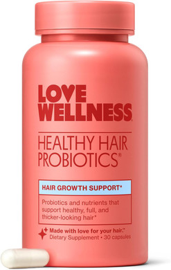 Love Wellness Healthy Hair Probiotics | Support Hair Growth With Biotin And Vitamin B12 & B6 | Supplement For Healthy Scalp & Thicker, Fuller Looking Hair | Safe & Effective | 30 Capsules