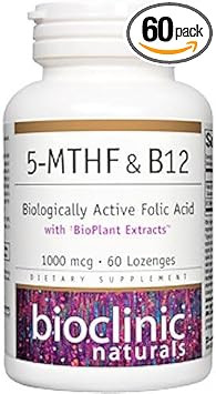 Bioclinic Naturals 5-Mthf & B12 Biologically Active Folic Acid - 60 Lozenges