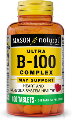 Mason Natural Ultra B-100 Complex - Healthy Heart And Nervous System, Improves Immune Function And Energy Metabolism, 100 Tablets