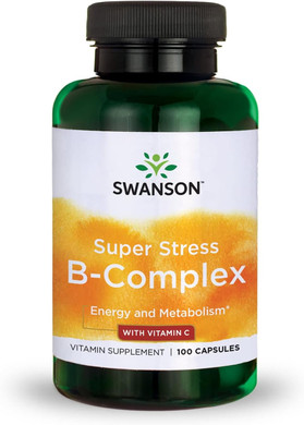 Swanson Vitamin B-Complex W/Vitamin C - Natural Supplement Promoting Stress Relief, Energy Support & Aiding Immune Health - May Support Metabolism & Nervous Health - (100 Capsules)