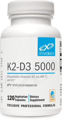 XYMOGEN K2-D3 5000 - Vitamin D3 K2 - Bioavailable Vitamin D 5000 IU (Cholecalciferol) with Vitamin K2 MK-7 - Heart, Arterial, Bone Health + Immune Support Supplement (120 Capsules)120 Count (Pack of 1)