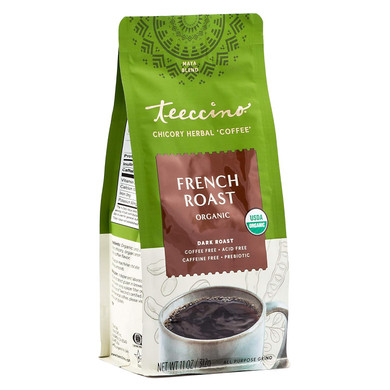 Teeccino French Roast Chicory Coffee Alternative - Ground Herbal Coffee Thatã¢ÂS Prebiotic, Caffeine-Free & Acid Free, Dark Roast, 11 Ounce