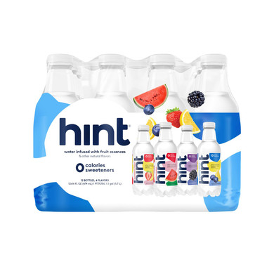 Hint Water White Variety Pack (Pack Of 12), 3 Bottles Each Of: Watermelon, Blackberry, Blueberry Lemon, And Strawberry Lemon. Flavored Water With Zero Calories, Zero Sugar, And Zero Sweeteners16 Fl Oz (Pack Of 12)