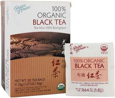 Prince Of Peace Organic Black Tea, 20 Tea Bags  100% Organic Black Tea  Unsweetened Black Tea  Lower Caffeine Alternative To Coffee  Herbal Health Benefits