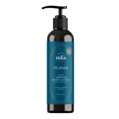 Mks Eco For Men Pilsner Hand & Body Lotion, Sandalwood Scent - 10 Oz - Hydrate, Smooth & Protect Skin - With Hemp Seed Oil & Argan Oil - Vegan, Cruelty Free