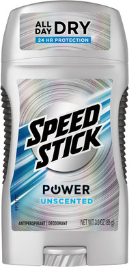 Speed Stick Power Antiperspirant Deodorant For Men, Unscented - 3 Ounce