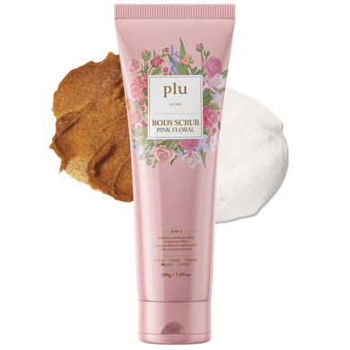 Plu Walnut Body Scrub Pink Floral With Manuka Honey - Exfoliating & Moisturizing & Firming Glow - For Acne, Cellulite, Stretch Marks, Spider Veins, Fresh & Elegance Rose Scent 6.76 Oz
