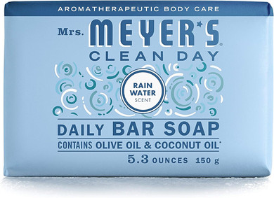 Mrs. Meyer'S Clean Day Bar Soap, Use As Body Wash Or Hand Soap, Made With Essential Oils, Rain Water, 5.3 Oz, 1 Bar