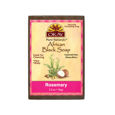 Okay Pure Naturals African Black Soap Rosemary 5.5Oz / 156Gr