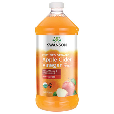 Swanson Certified Organic Apple Cider Vinegar with Mother 32 fl Ounce (1 qt) (946 ml) Liquid