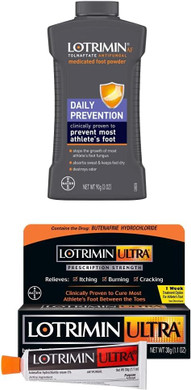 Lotrimin Athlete's Foot Daily Prevention Powder, 3 Ounce Bottle Ultra Antifungal Cream, 1.1 Ounce, Athlete's Foot Prevention and Jock Itch Relief