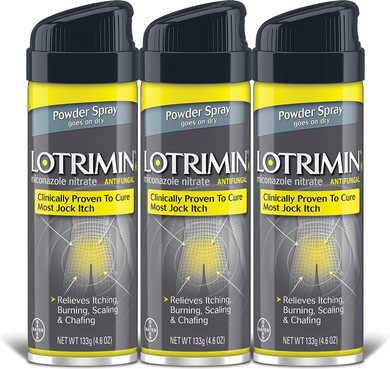 Lotrimin AF Jock Itch Antifungal Powder Spray, Miconazole Nitrate 2% - Treatment of Most Itch, 4.6 Ounces (133 Grams) Spray Can (Pack 3)