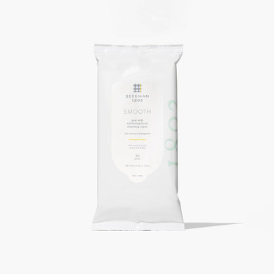 Beekman 1802 Smooth Lactic Acid & Willow Bark Face & Body Wipes - Fragrance Free - 30 Count - Gently Exfoliates, Deeply Cleanses & Nourishes Skin - Alcohol Free, Biodegradable & Cruelty Free