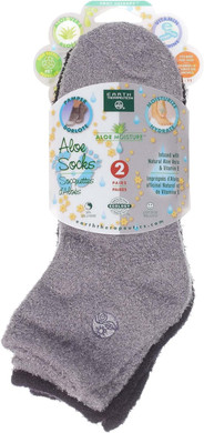 Earth Therapeutics Aloe Socks - Double Pack - Gray/Black (2 Pairs) Gray/BlackGray/Black