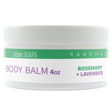 Siliski Soaps Simple Skincare Body Balm Anhydrous, All Natural, Vegan And Palm Free - Rosemary + Lavender, 4 Oz