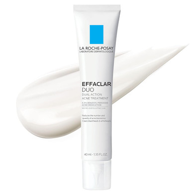 La Roche-Posay Effaclar Duo Dual Action Acne Spot Treatment Cream With Benzoyl Peroxide Acne Treatment, Blemish Cream For Acne And Blackheads, Lightweight Sheerness, Safe For Sensitive Skin1.35 Fl Oz (Pack Of 1)