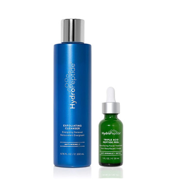 Hydropeptide Triple Acid Peptide Peel And Exfoliating Cleanser Energizing Renewal Bundle, (1 Ounce And 6.76 Ounce)