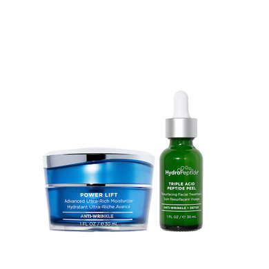 Hydropeptide Triple Acid Peptide Peel And Power Lift Advanced Ultra-Rich Face Moisturizer Bundle, (1 Ounce Each)