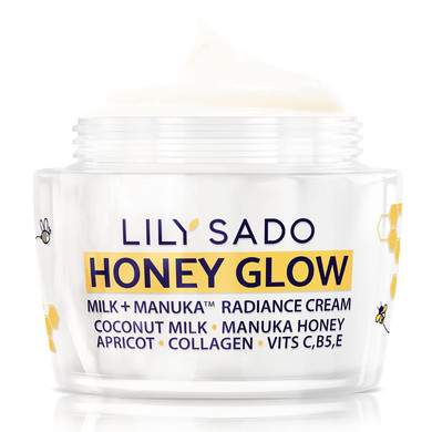 Lily Sado Milk+Manuka Honey Glow Collagen Radiance Cream Face Moisturizer - Natural Daily Facial Lotion W Manuka Honey, Apricot & Sodium Hyaluronate - Amazing Anti Aging Formula. 2 Oz
