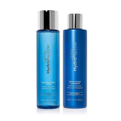 Hydropeptide Pre-Treatment Toner And Exfoliating Cleanser Anti-Wrinkle Bundle, (6.76 Ounce Each)