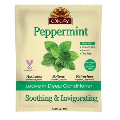 Okay Soothing And Invigorating Peppermint Leave In Conditioner Packet | Helps Refresh, Revitalize, And Add Softness To Hair | Sulfate, Silicone, Paraben Free For All Hair Types And Textures | Made In Usa 1.5Oz