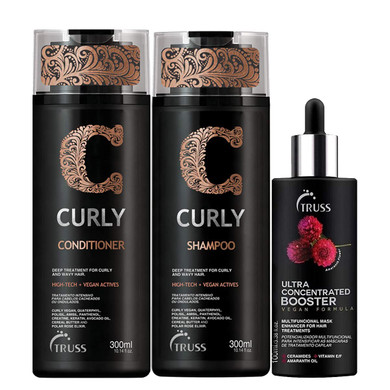 Truss Curly Shampoo And Conditioner Set To Control Frizz Bundle With Ultra Concentrated Hair Mask Booster Treatment