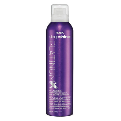 Rusk Deepshine Platinumx Mousse, 8.8 Oz, Lightweight, Alcohol-Free Styling Foam For Platinum, Blonde, Gray, And Silver Hair, Enhances Body And Volume While Restoring Brilliance To Haircolor