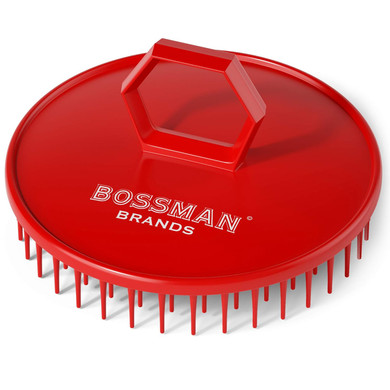 Bossman Scalp Massager And Shampoo Shower Brush - Head Scrubber - Beard Exfoliator - Hair And Beard Dandruff Control (Red)