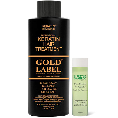 Gold Label 120Ml Professional Results Brazilian Keratin Blowout Hair Treatment With Clarifying Shampoo Enhanced Designed For All Hair Types Coarse Curly Black African Dominican Brazilian Dry Frizzy