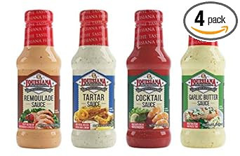 Louisiana Fish Fry, Sauces Variety Gift Pack - Tartar, Cocktail, Remoulade, Garlic (Pack Of 4)4 Piece Assortment