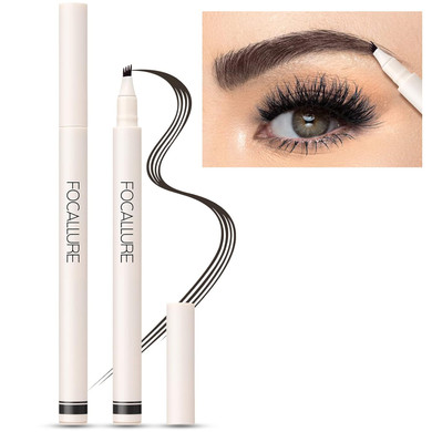 Focallure Fluffmax Tinted Liquid Eyebrow Pen, Eyebrow Microblading Pen With A Micro-Fork Tip Applicator, Long-Lasting, Smudge-Proof, Creates Natural Looking Brows, Black Brownblack Brown