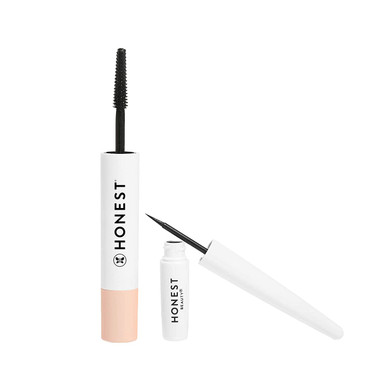 Honest Beauty Extreme Length Volumizing Clean Mascara + Longlasting Vegan Liquid Eyeliner Bundle | Ewg Verified + Cruelty Free | Black, 0.27 Fl Oz, 0.58 Fl Oz
