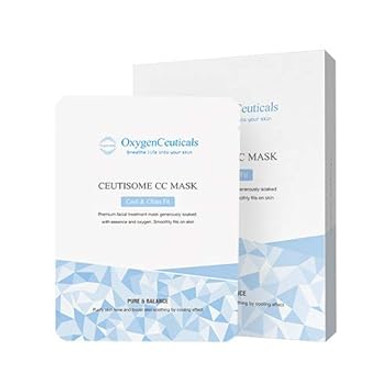 Premium Korean Facial Mask Sheets For Cooling, Calming And Moisturizing, Ceutisome Cc Mask By Oxygenceuticals, 6 Sheets/Box