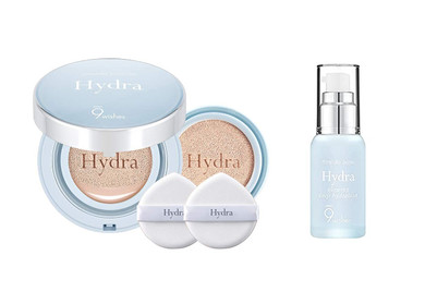 [9wishes] Hydra Ampule Foundation Primer Makeup Base & Foundation BB Cushion with SPF 50 Set - Moisturizing Makeup Set - Deep Hydration