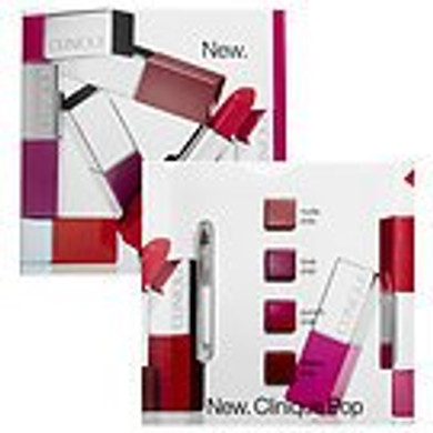 Clinique Pop Lip Colour Sample Card Shades Nude Love Punch Cherry+Lip Brush