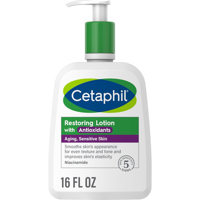 Cetaphil Restoring Body Lotion with Antioxidants for Aging Skin, Great for Neck and Chest Areas, Fragrance and Paraben Free, Suitable for Sensitve Skin 16 oz. Bottle