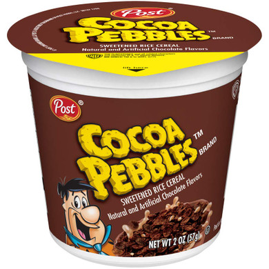 Pebbles Cocoa Pebbles Cereal, Chocolatey Kids Cereal, Gluten Free Rice Cereal, Pack Of 12, 2.0 Oz Individual Cereal Cup