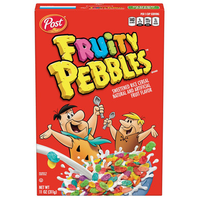 Pebbles Fruity Pebbles Cereal, Fruity Kids Cereal, Gluten Free Rice Cereal For Kids, 11 Oz Cereal Box