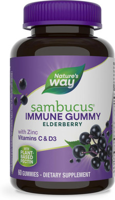 Natureã¢ÂS Way Sambucus Elderberry Immune Gummies, Daily Immune Support For Kids And Adults*, With Vitamin C, Vitamin D3, Zinc, Gluten Free, Vegetarian, 60 Gummies (Packaging May Vary)