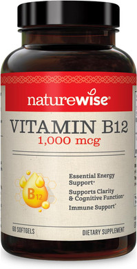 Naturewise Vitamin B12 1,000 Mcg For Mental Clarity & Cognitive Function + Energy Support For Maximum Vitality And Wellbeing | B12 (60 Softgels)