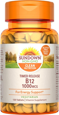 Sundown Timed Release Vitamin B12 1000 Mcg, Supports Nervous System And Cellular Energy Health, 120 Tablets