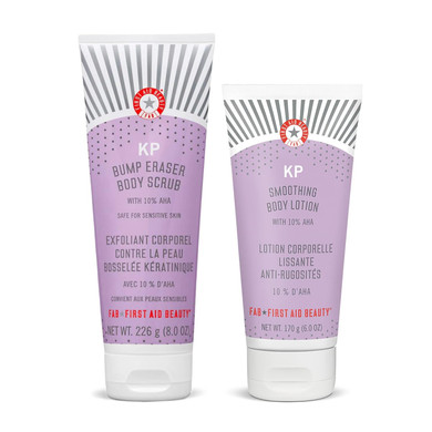 First Aid Beauty Kp Bundle: Kp Bump Eraser Body Scrub With 10% Aha  8 Oz  And Kp Smoothing Body Lotion  6 Ozscrub + Lotion