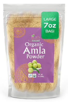 Jiva Organics Organic Pure Amla Berry Powder, 7 Ounce - Food Grade & Non-Gmo - For Cooking & Beauty Care