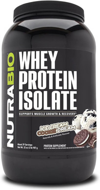 Nutrabio Whey Protein Isolate Supplement  25G Of Protein Per Scoop With Complete Amino Acid Profile - Soy And Gluten Free Protein Powder - Zero Fillers And Non-Gmo - Ice Cream Cookie Dream - 2 Lbs