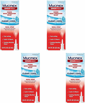 Mucinex Sinus-Max Nasal Spray Clear & Cool, 0.75 Oz (Pack Of 4) Packaging May Vary